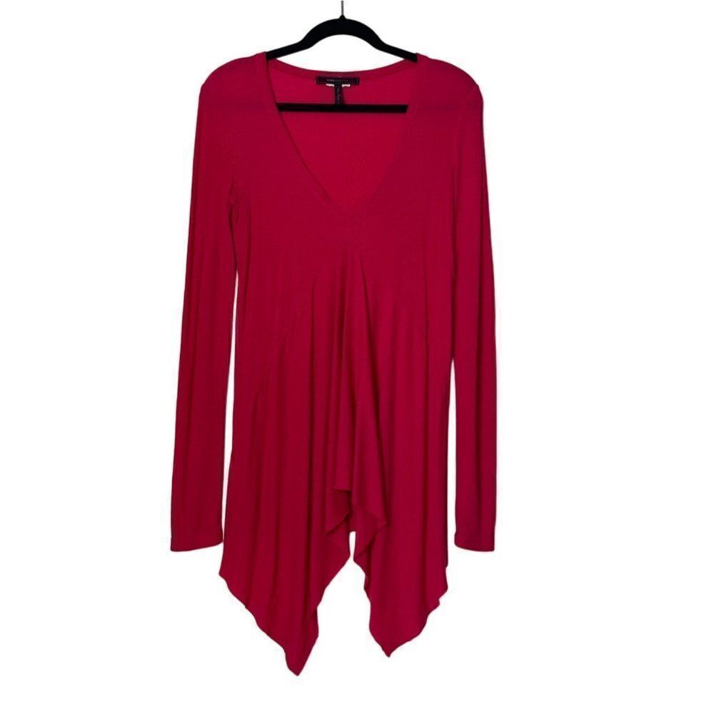 BCBG MaxAZRIA Woman’s Asymmetric V-Neck Long Sleeve Shirt Size Medium
